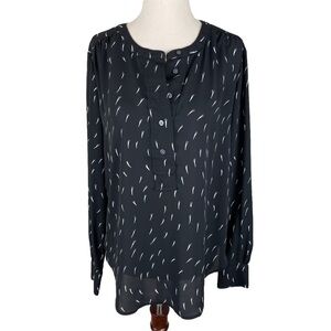 Loft Black/White Long Sleeve Blouse